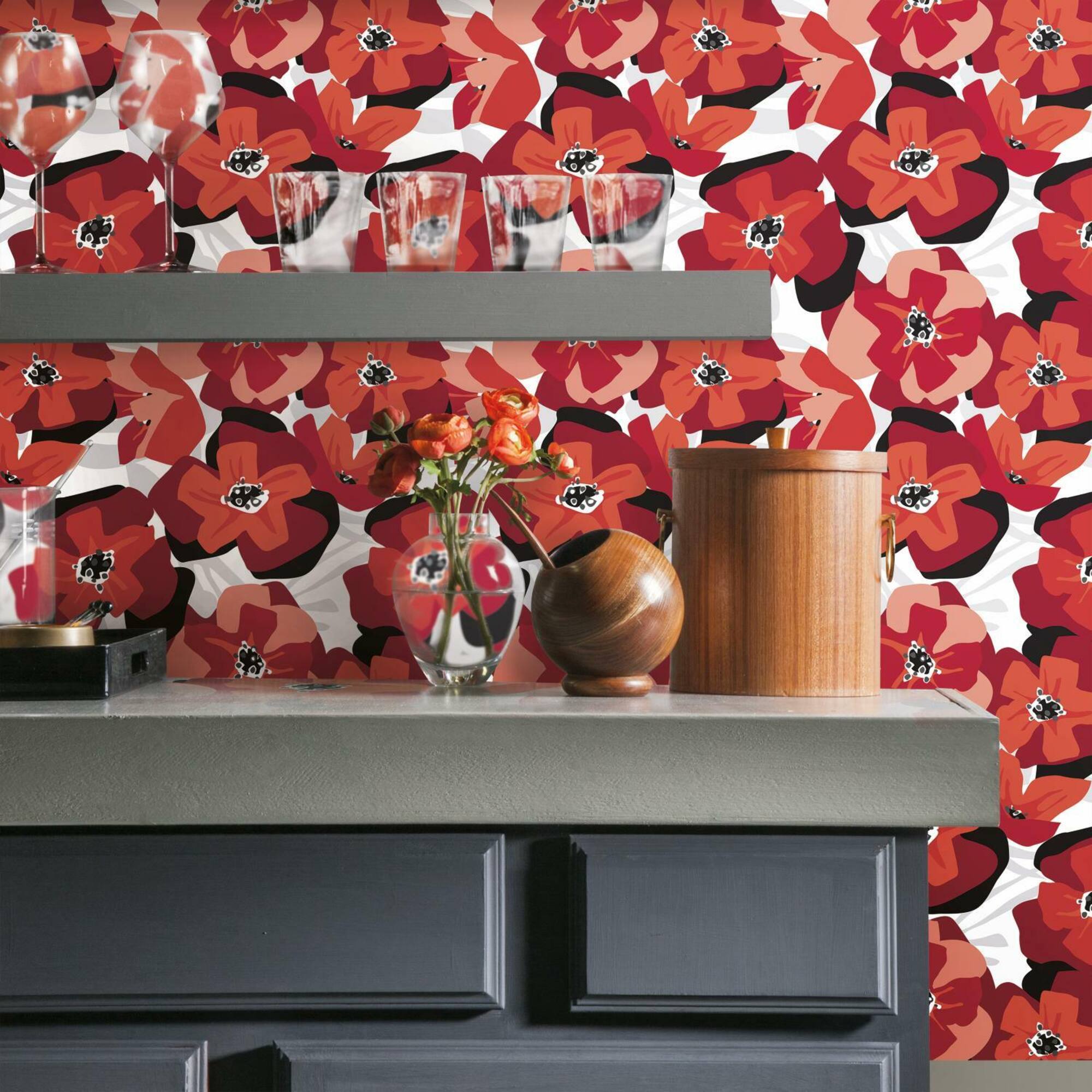 RoomMates Red Poppy Punch Peel & Stick Wallpaper
